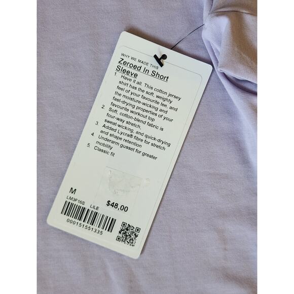 NWT Lululemon Zeroed In Short Sleeve Shirt Light Purple Lilac Mens Size Medium - Picture 4 of 8